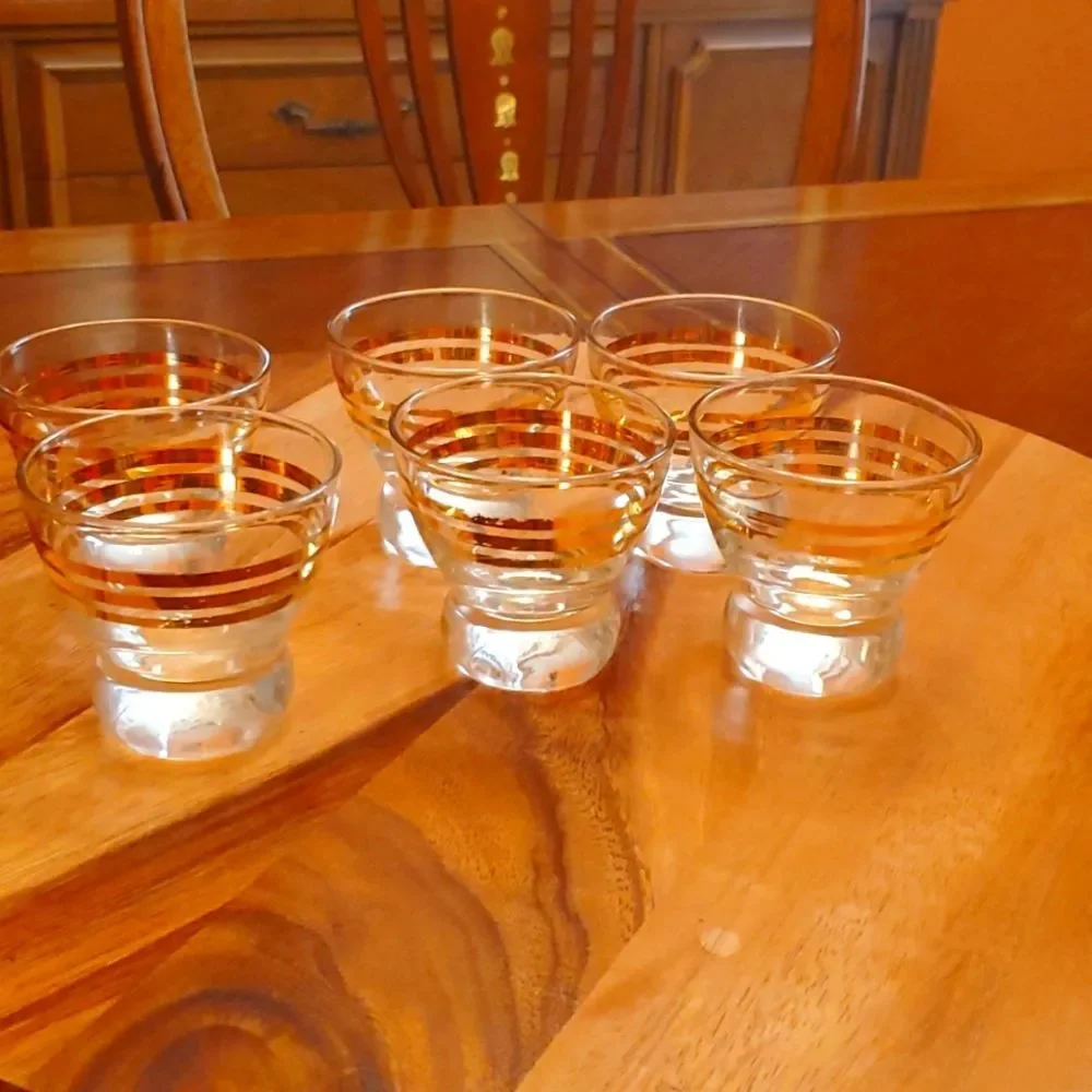 6 Gold lined shot glasses